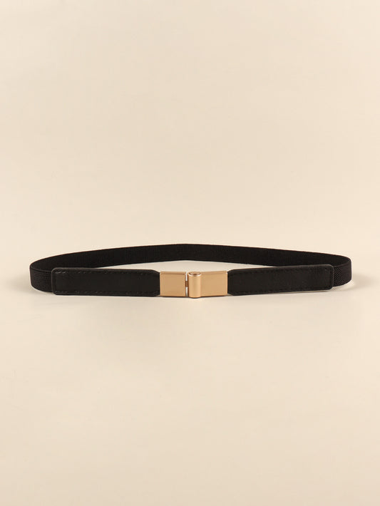 PU Elastic Skinny Belt Black One Size