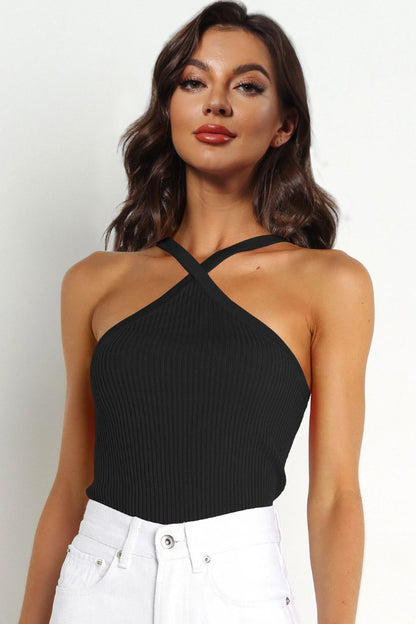 Ribbed Cami Top Black