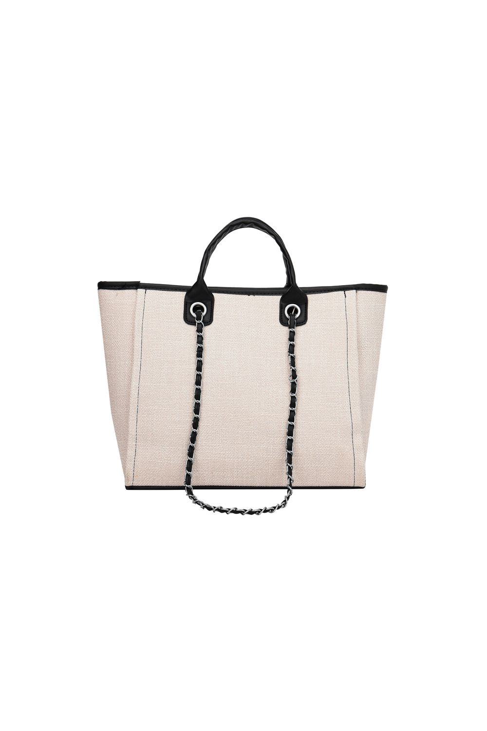 Adored Polyester Tote Bag Beige Black One Size