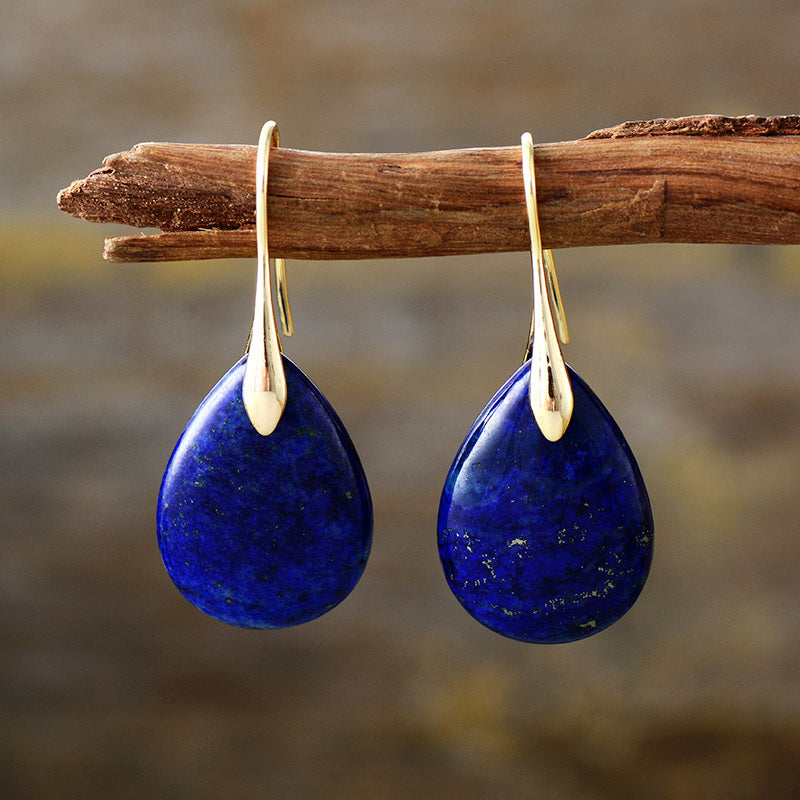 Crystal Dangle Earrings Dark Blue One Size