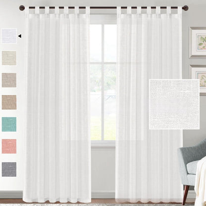 Linen Yarn Curtain Transparent Window Screen – Semi-Sunshade Modern Simplicity Pure White