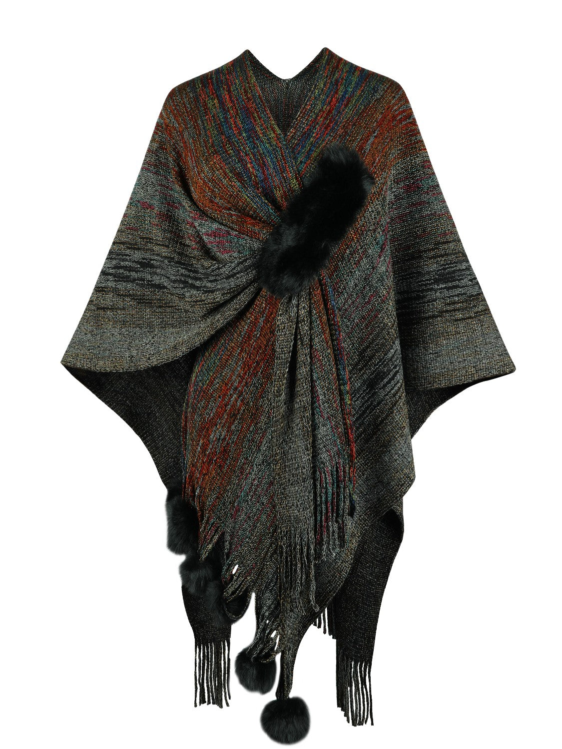 Heathered Fringe Hem Poncho - Thandynie