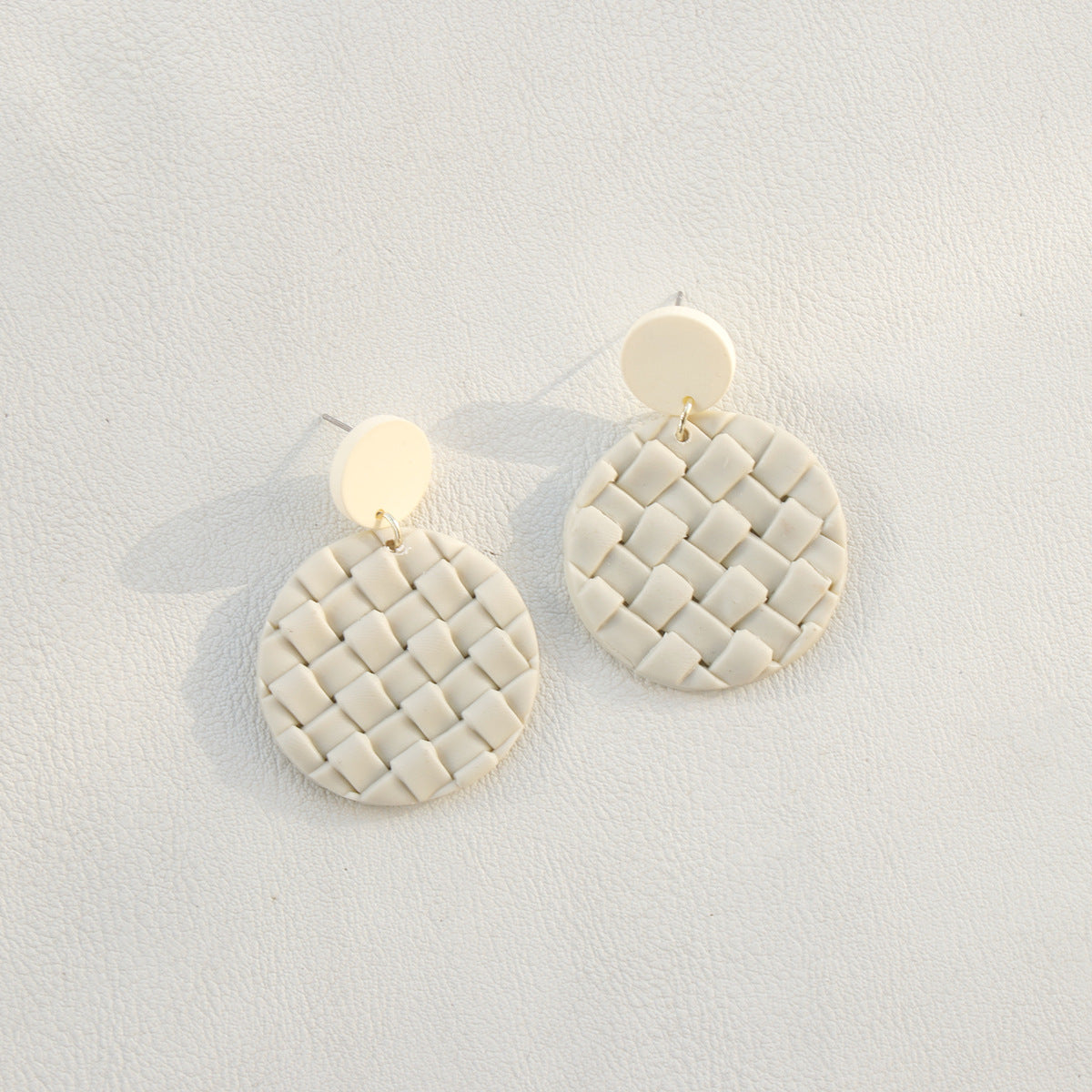 Soft Pottery Round Braided Earrings Ivory One Size