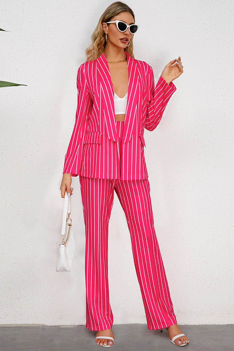 Striped Long Sleeve Top and Pants Set - Thandynie