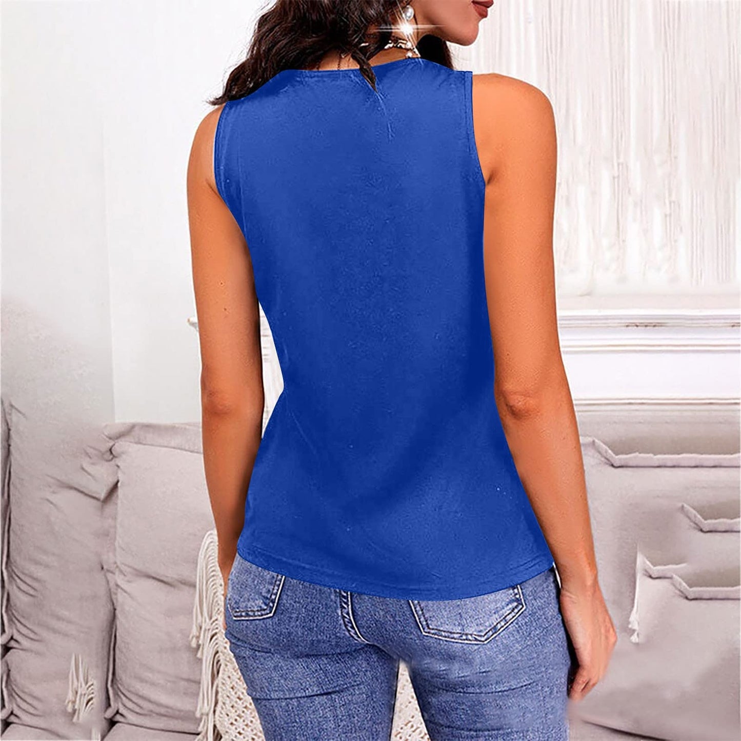 Full Size V-Neck Wide Strap Tank - Thandynie