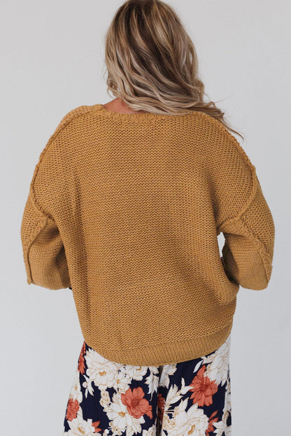 Round Neck Dropped Shoulder Sweater