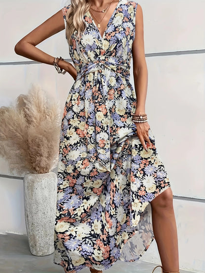 Floral Sleeveless Midi Dress Floral