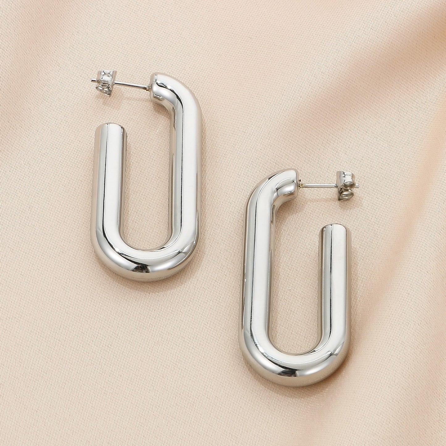 Stainless Steel Hinged Hoop Earrings Style A Silver One Size