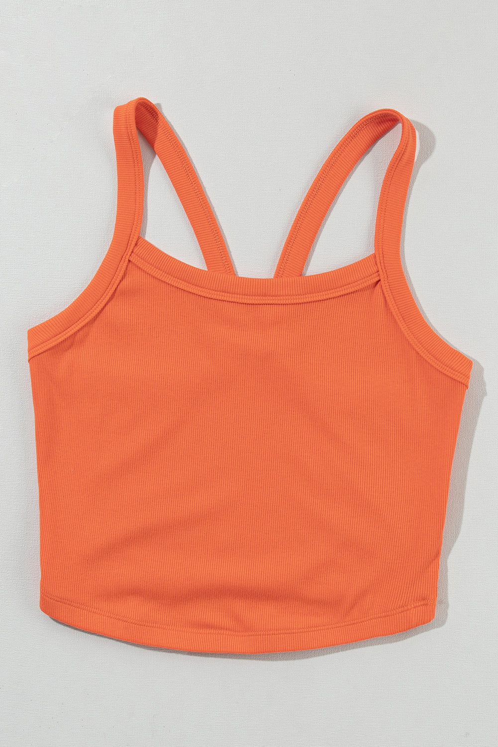 Grapefruit Orange Athletic Ribbed Cropped Cami Top