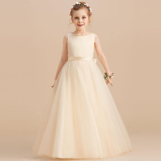 Dresses Of Bride Fellow Kids Champagne Girls Sleeveless Beaded Dress