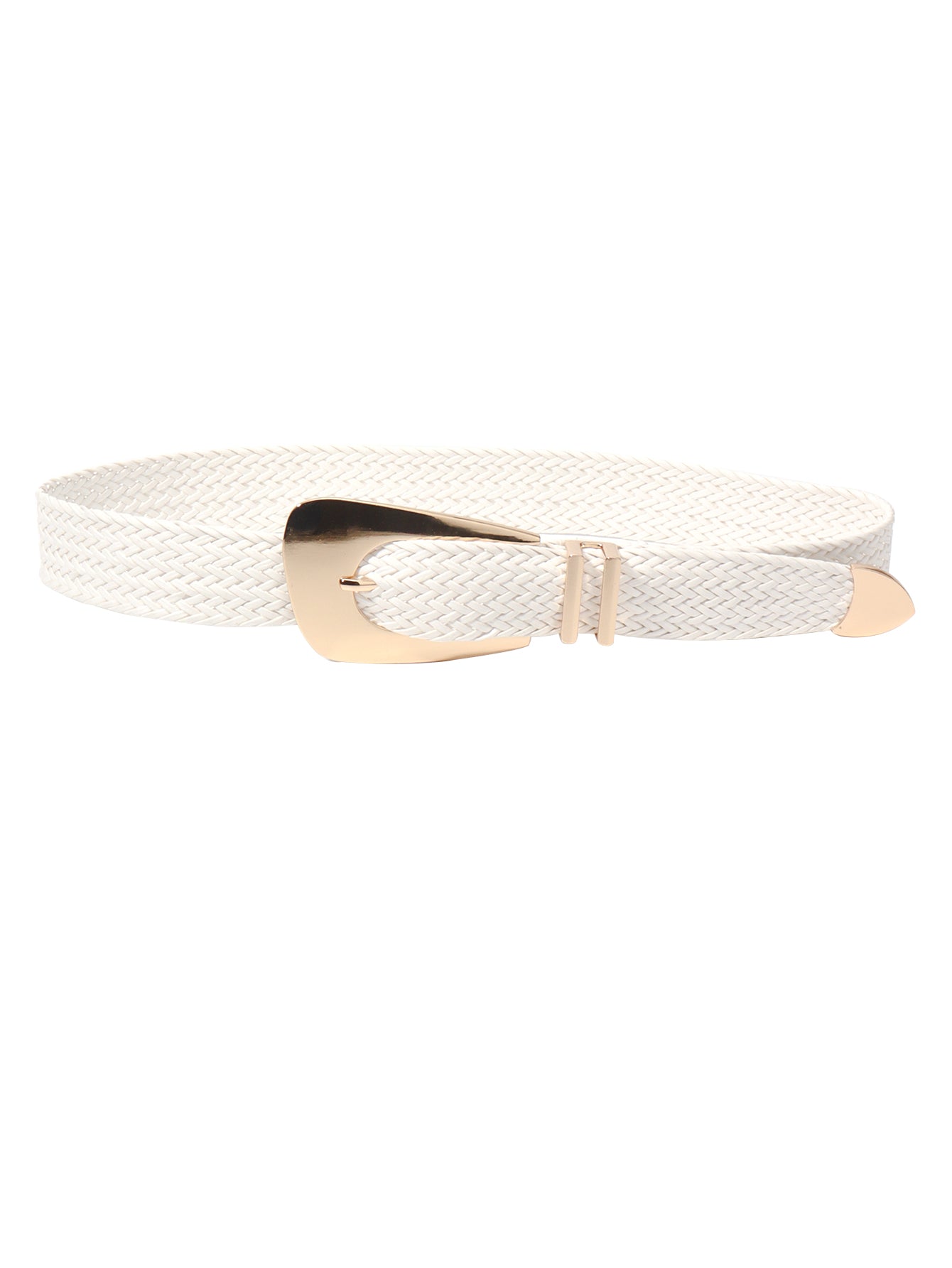 Irregular Buckle Braid Belt White One Size