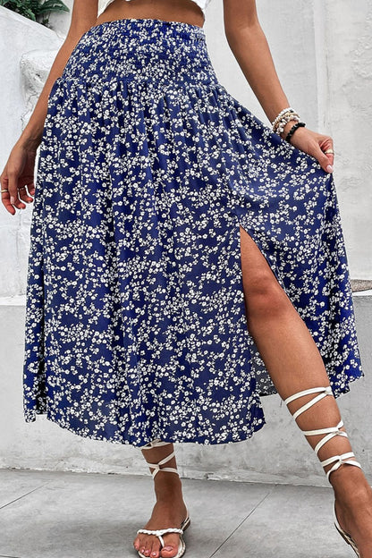 Ditsy Floral Slit High Waist Skirt Floral