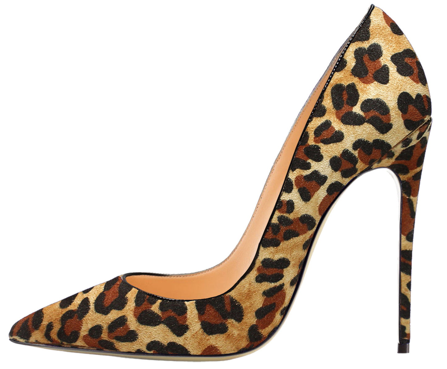 Animal Texture Pointed Toe High Heel Women's Shoes Reverse velvet leopard print