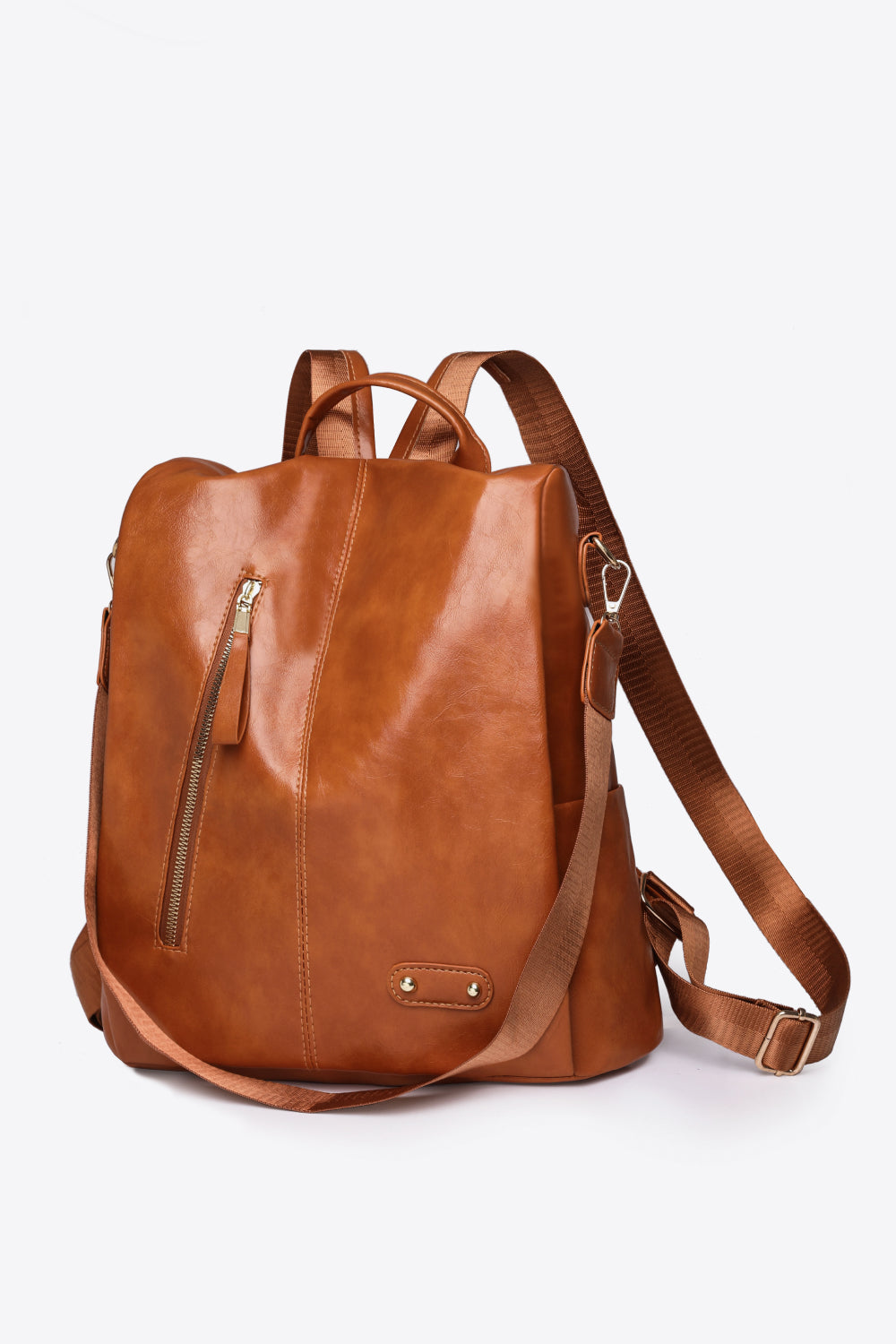 Zipper Pocket Backpack Caramel One Size