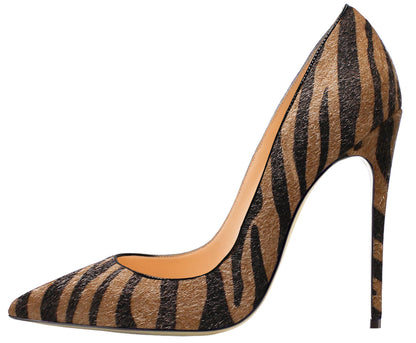 Animal Texture Pointed Toe High Heel Women's Shoes Zebra Stripes