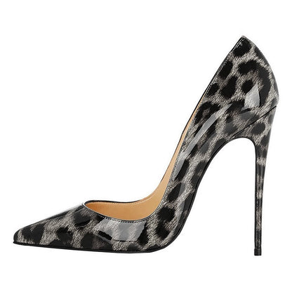 Animal Texture Pointed Toe High Heel Women's Shoes Leopard Gray