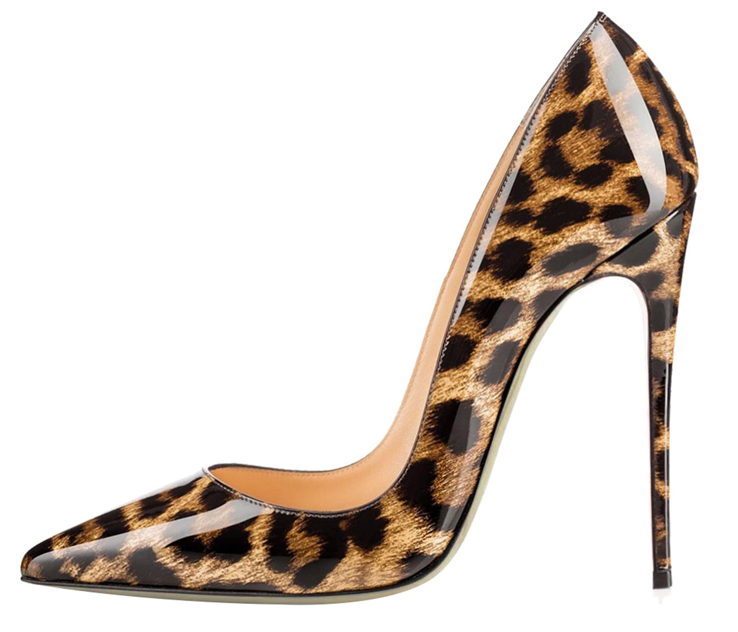 Animal Texture Pointed Toe High Heel Women's Shoes Leopard Print Patent Leather