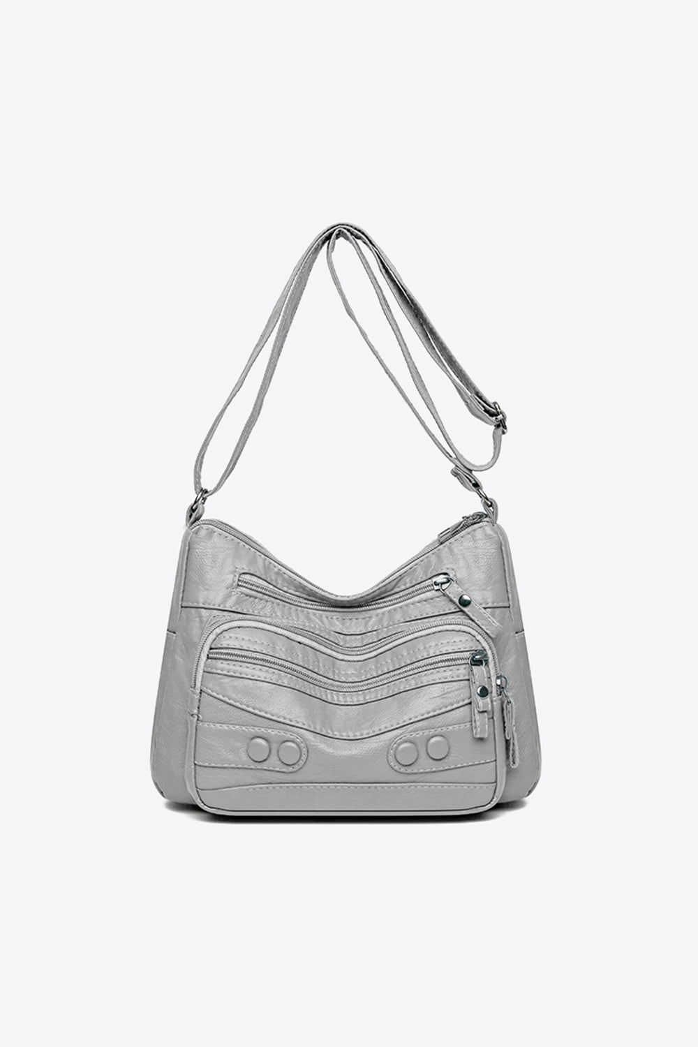 PU Leather Adjustable Strap Shoulder Bag Gray One Size