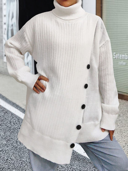 Turtleneck Dropped Shoulder Long Sleeve Sweater