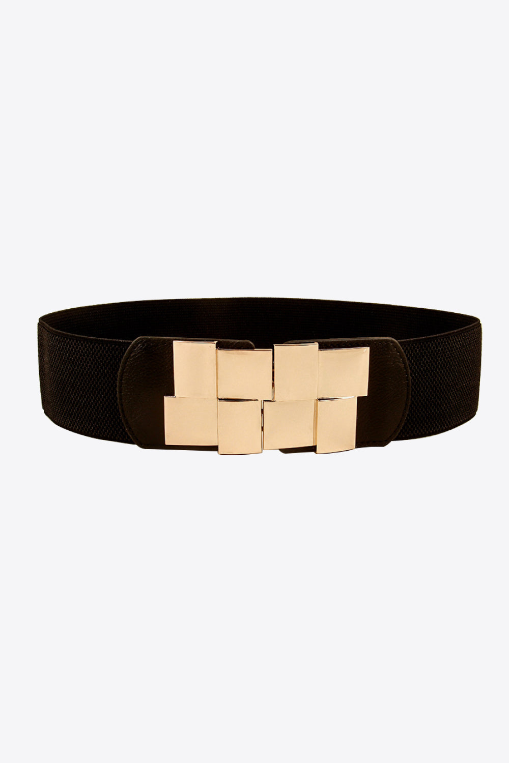 Geometric Buckle Elastic Wide Belt Black One Size