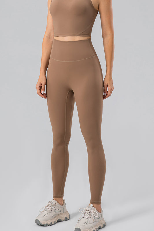 High Waist Wide Waistband Active Leggings Camel