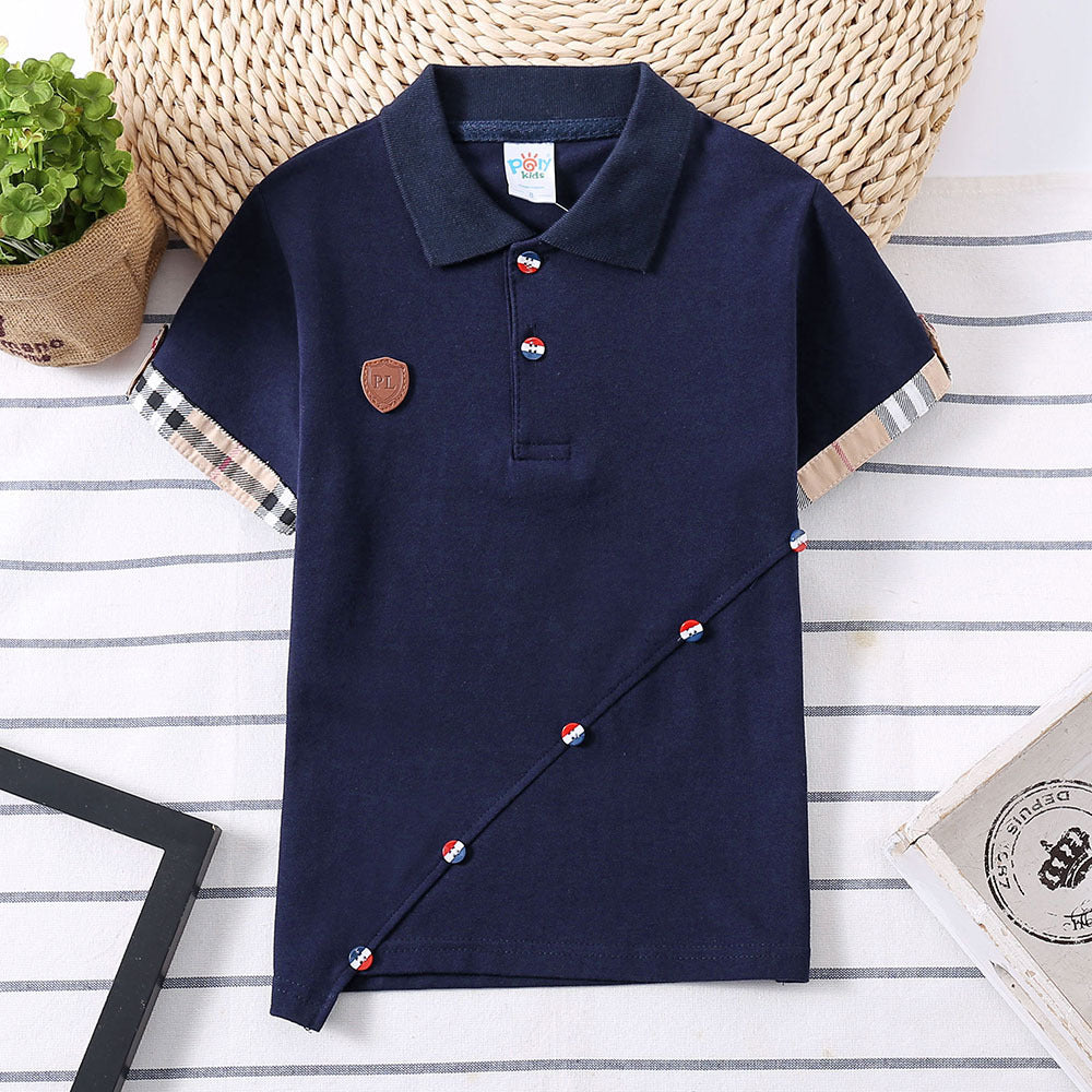 Fashionable And Personalized Children's T-shirt Navy Blue