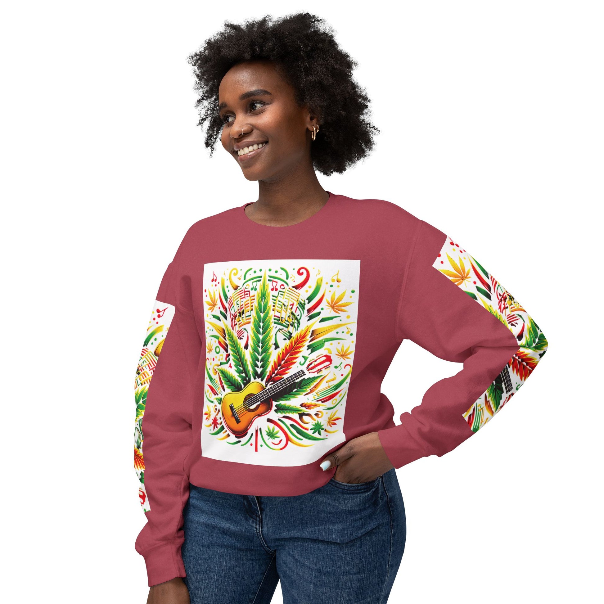 Music and Weed Vibes - Unisex Lightweight Crewneck Sweatshirt