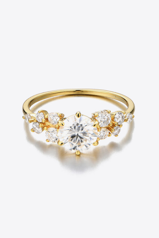 1 Carat Moissanite 925 Sterling Silver Ring Gold