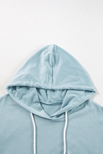 Drawstring Ruffled Dropped Shoulder Long Sleeve Hoodie