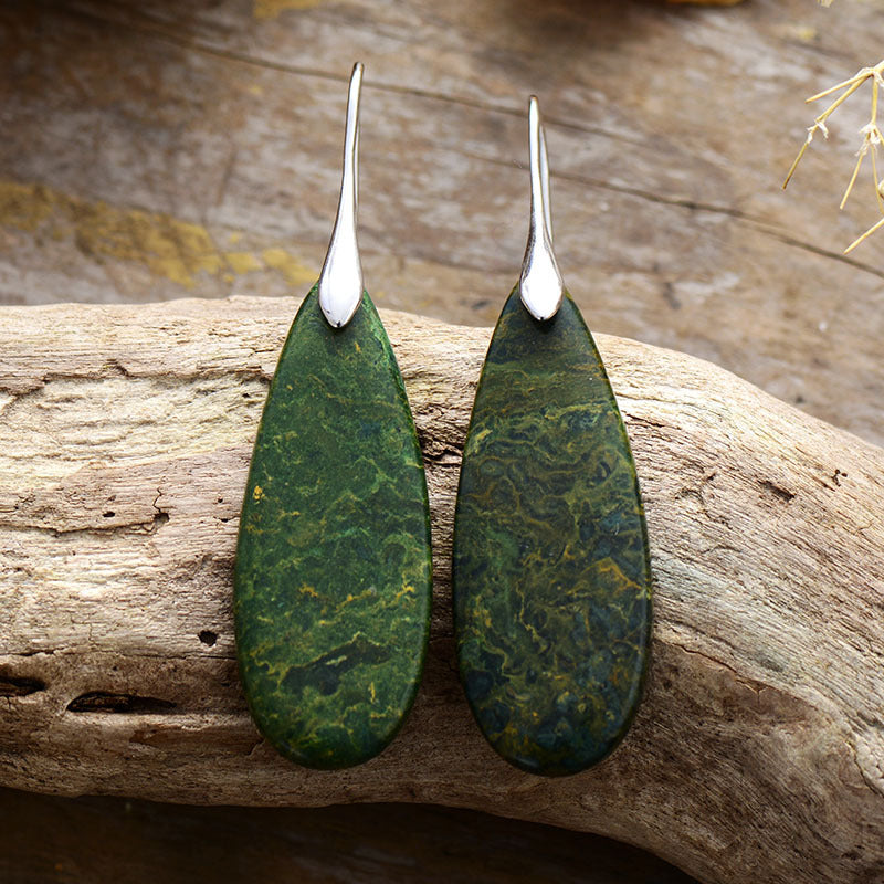 Natural Stone Waterdrop Shape Earrings - Thandynie