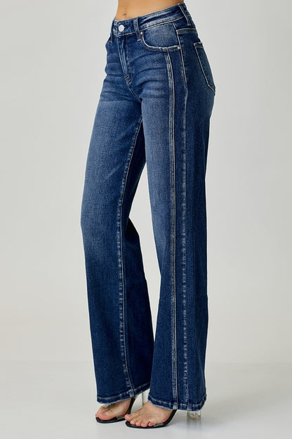 RISEN Mid Rise Straight Jeans Dark