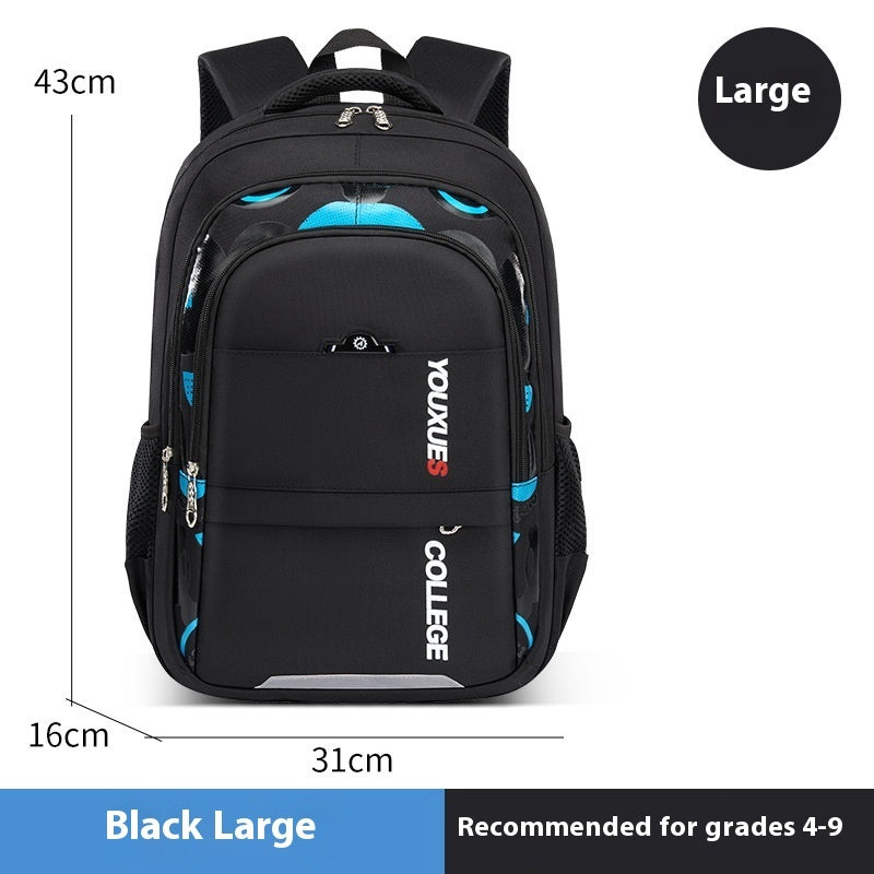 Simple Waterproof Multi-compartment Large Capacity Backpack Printed 11 Large Black