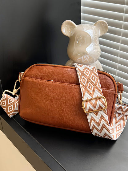 PU Leather Single Strap Crossbody Bag Caramel One Size