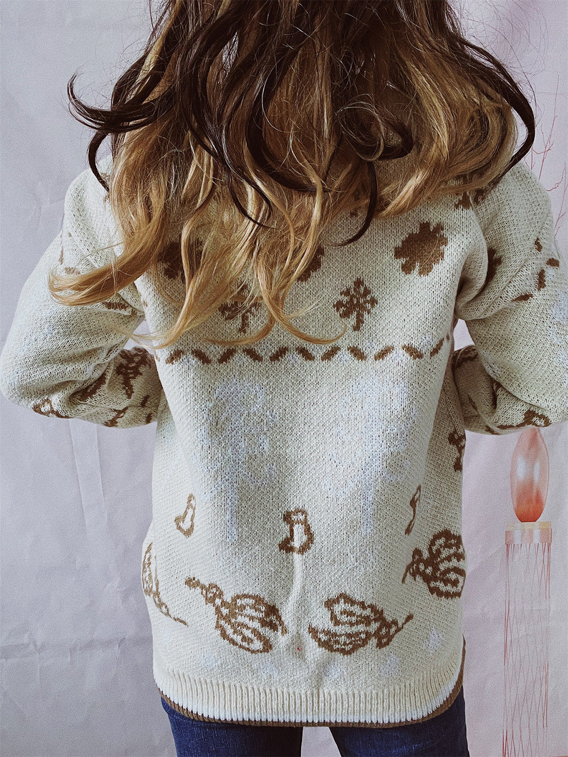 HAPPY Round Neck Long Sleeve Sweater