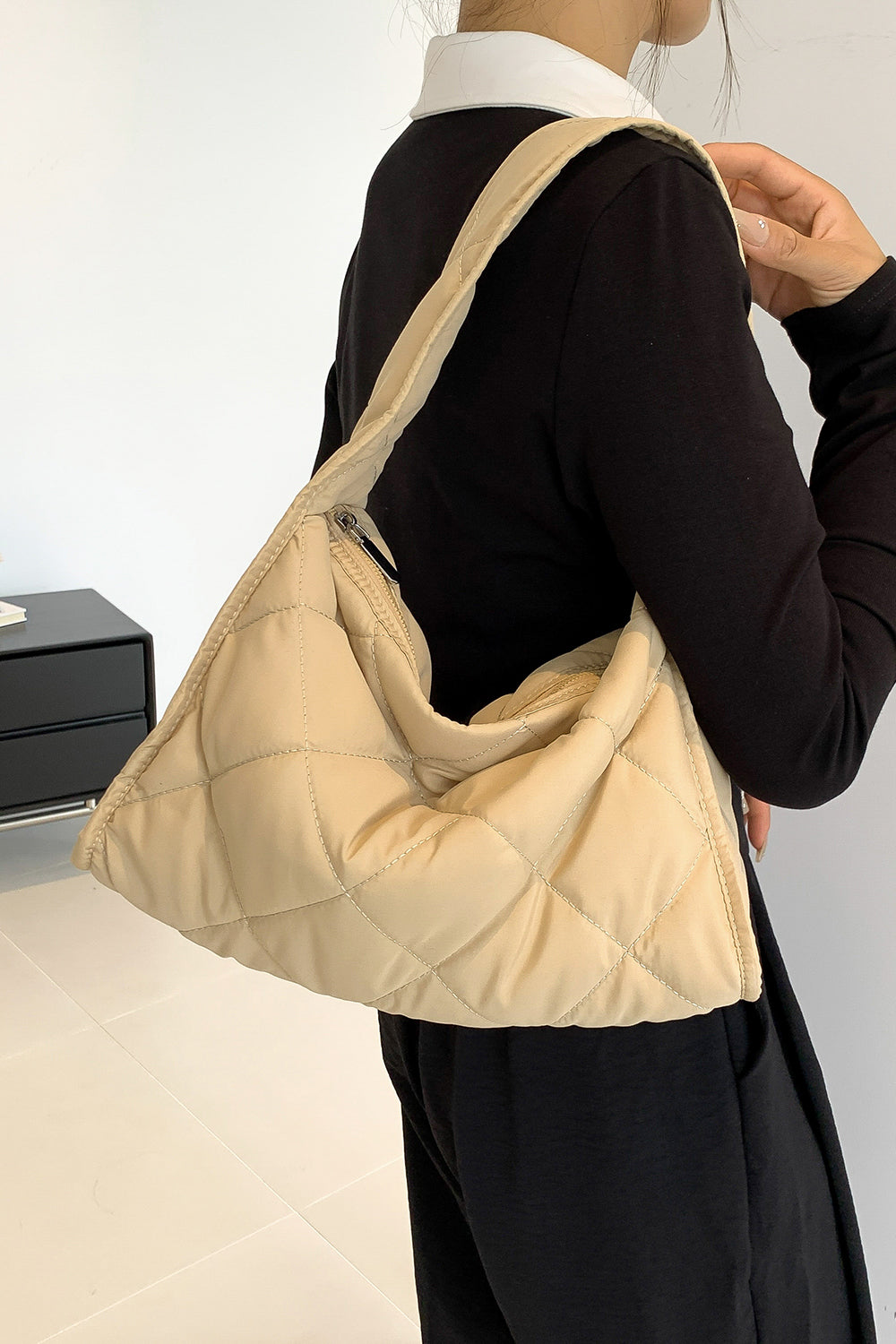 Nylon Shoulder Bag Tan One Size