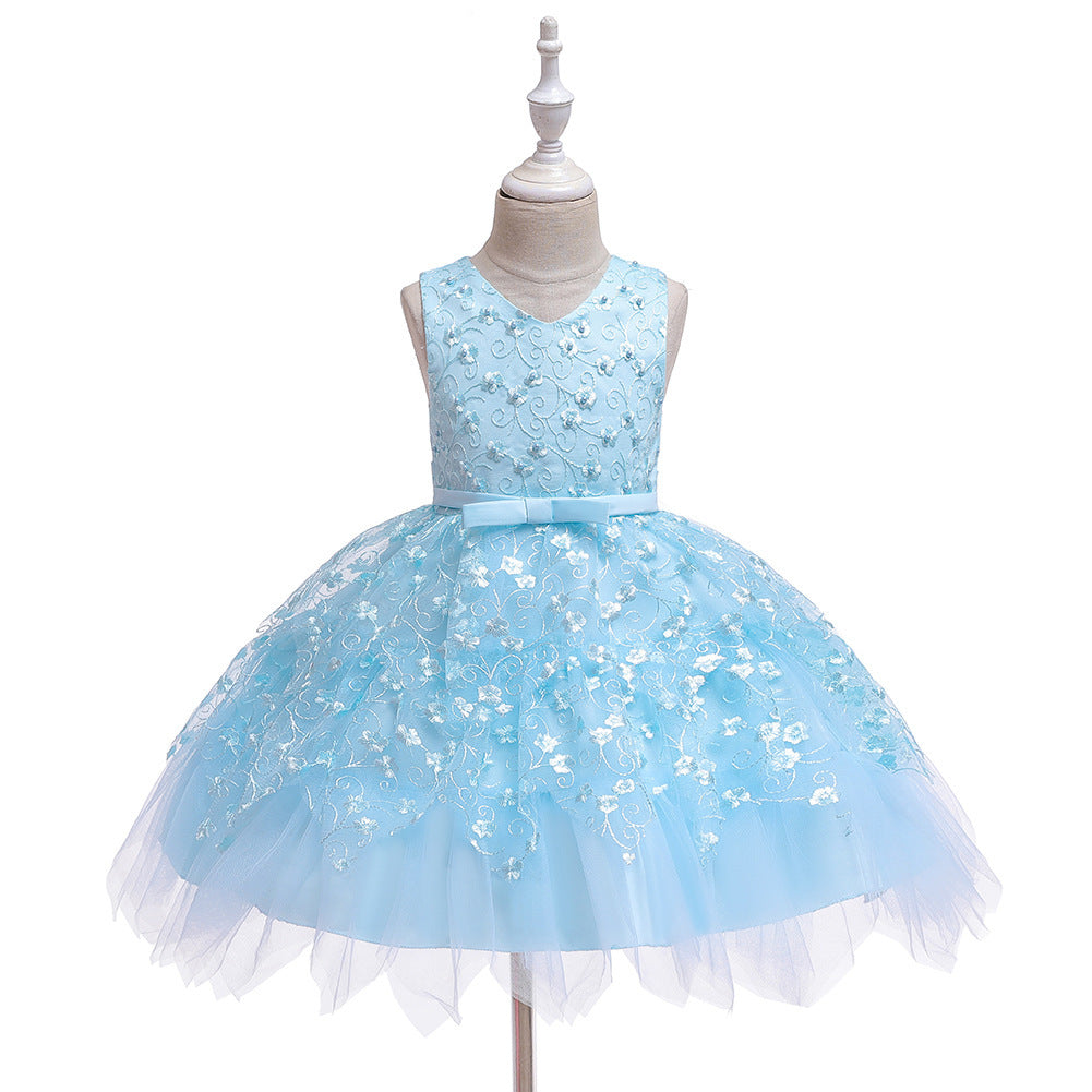 Clothing Baby Girls Middle And Small Children Kindergarten Dresses Blue