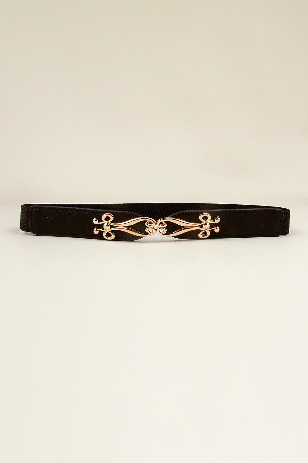 Alloy Buckle Elastic Belt Black One Size