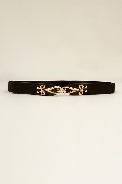 Alloy Buckle Elastic Belt Black One Size