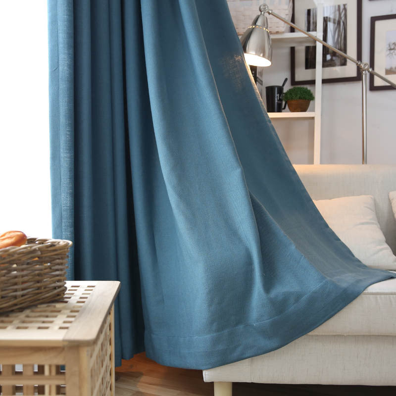 Plain Cotton and Linen Curtains Peacock blue