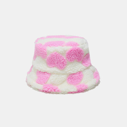 Contrast Heart Bucket Hat Pink One Size