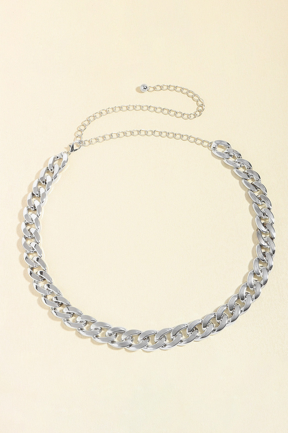 Adjustable Curb Chain Belt Silver One Size