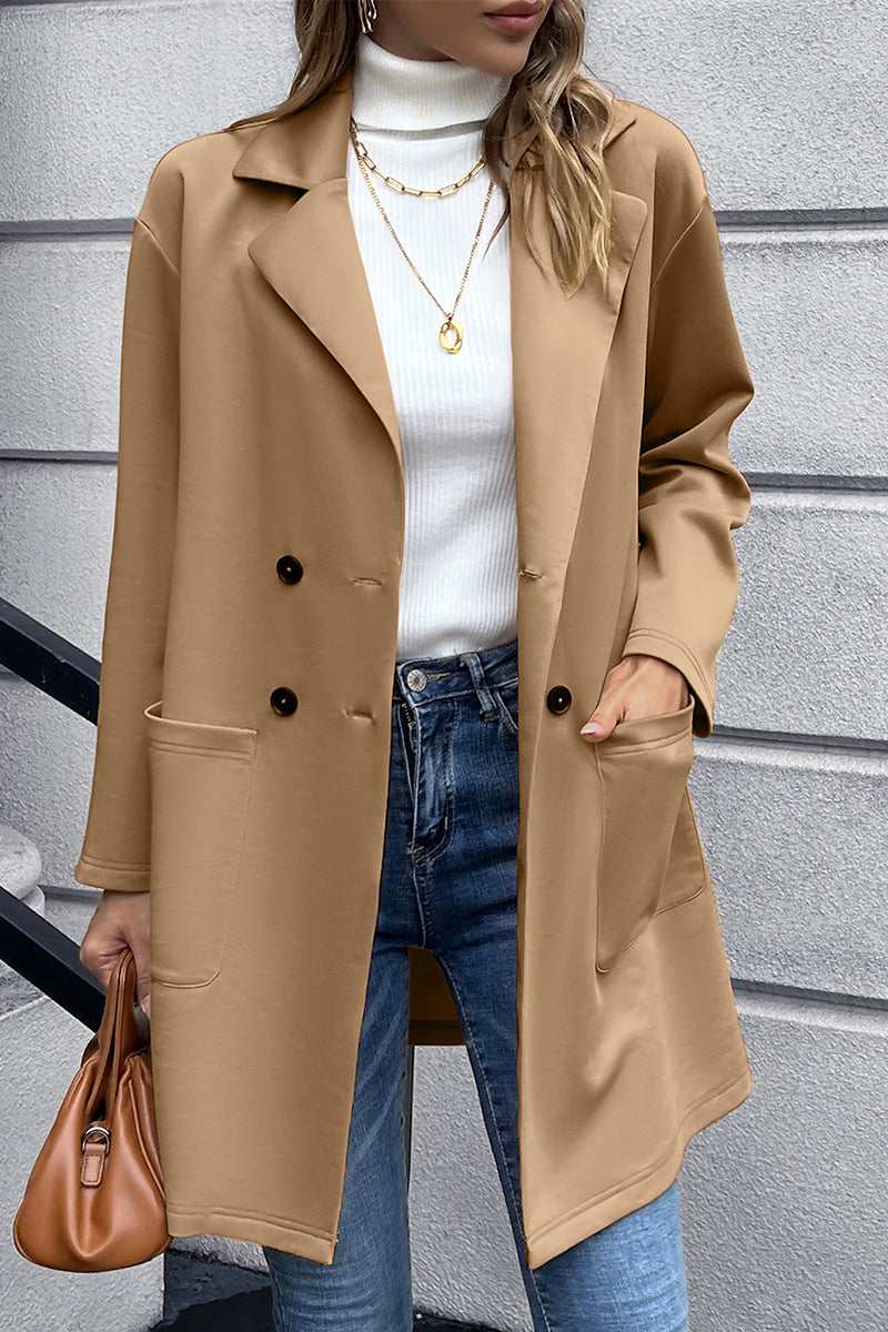 Lapel Collar Long Sleeve Blazer - Thandynie