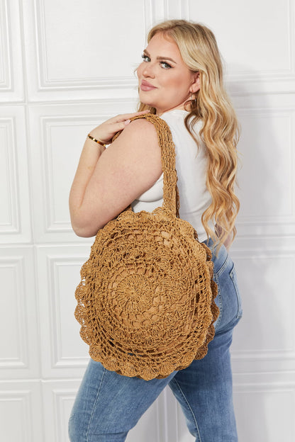 Justin Taylor Brunch Time Straw Rattan Handbag Caramel One Size