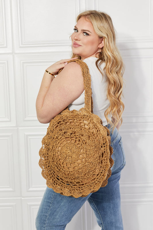 Justin Taylor Brunch Time Straw Rattan Handbag Caramel One Size