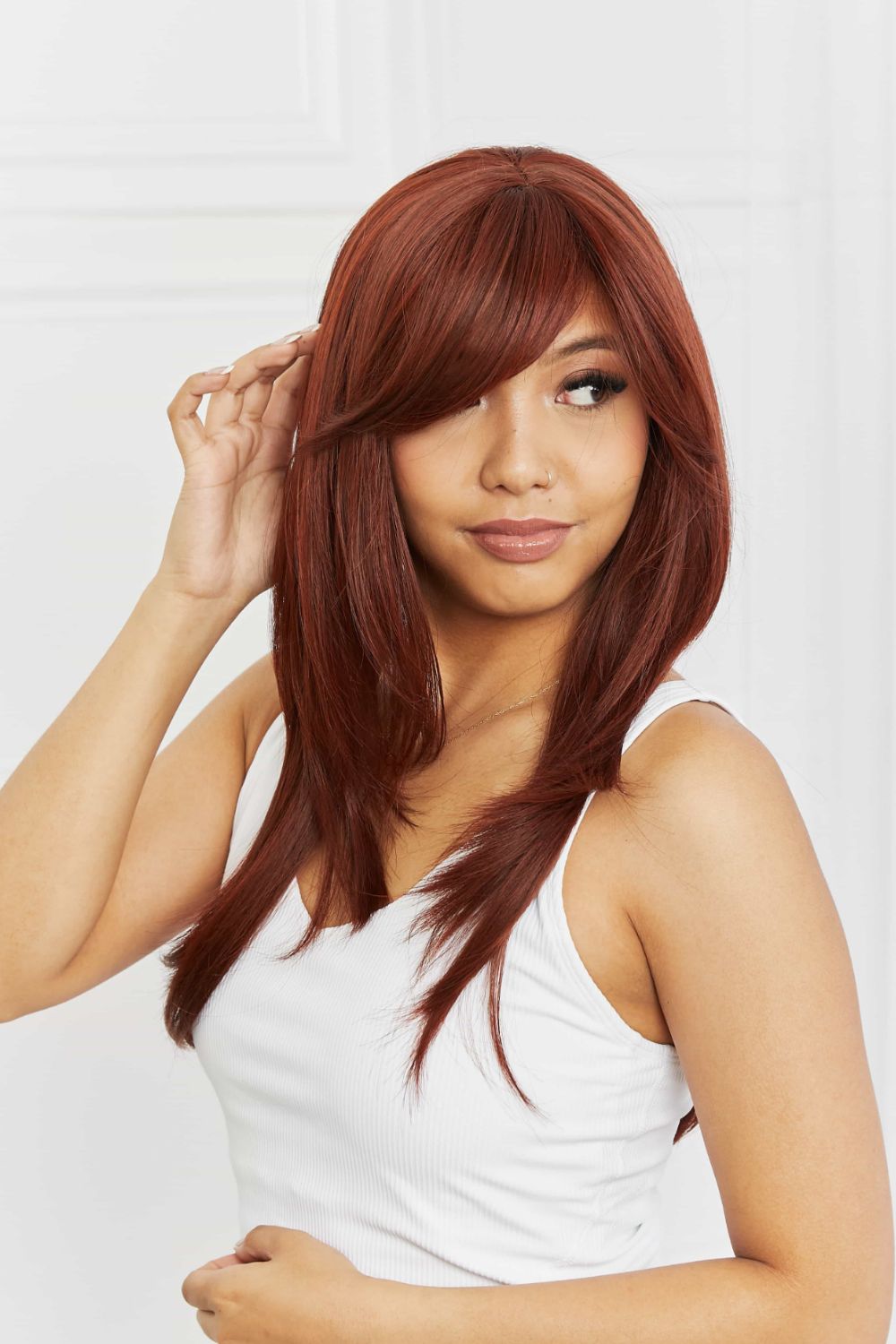 Mid-Length Wave Synthetic Wigs 20'' Red One Size