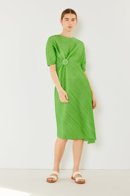 Marina West Swim Pleated Dolman Sleeve Dress Fun Green