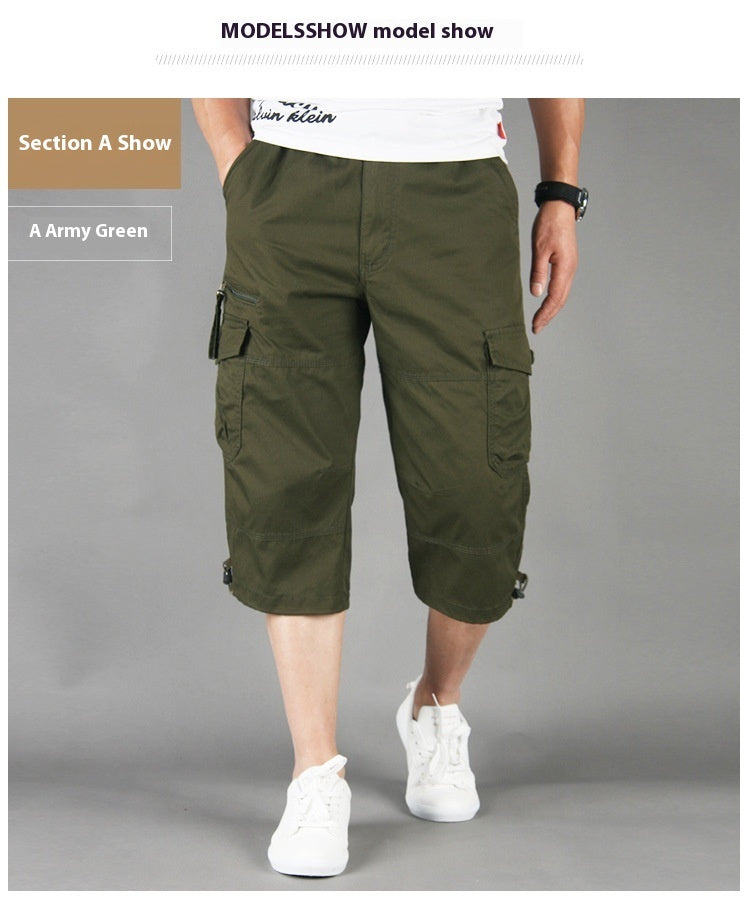 Men's Loose Thin Multi-pocket Outdoor Sports And Casual Shorts Army Green