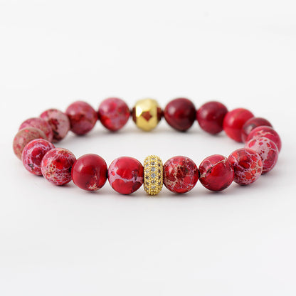 Natural Stone Beaded Bracelet Red One Size