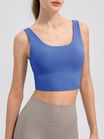 Scoop Neck Wide Strap Active Tank Blue