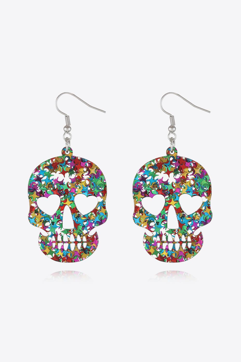 Acrylic Skull Drop Earrings for Halloween Multicolor One Size